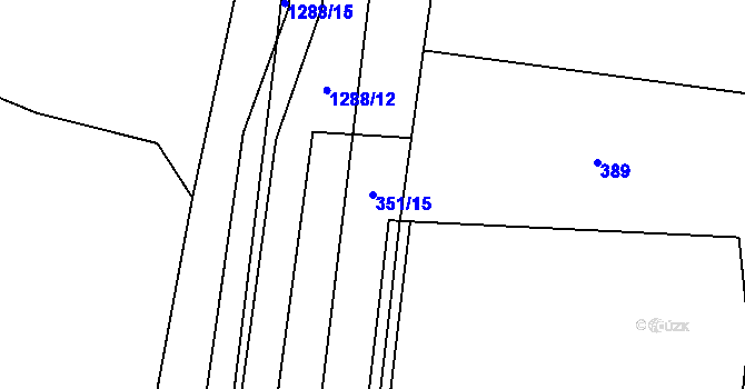 Parcela st. 351/15 v KÚ Jehnědí, Katastrální mapa