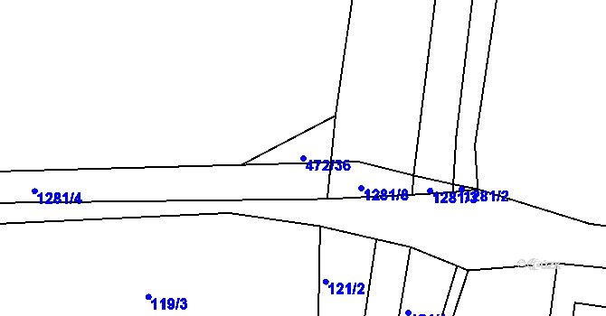 Parcela st. 472/36 v KÚ Jehnědí, Katastrální mapa