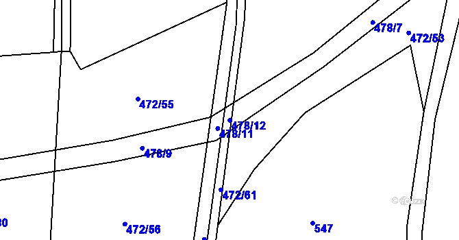Parcela st. 478/12 v KÚ Jehnědí, Katastrální mapa