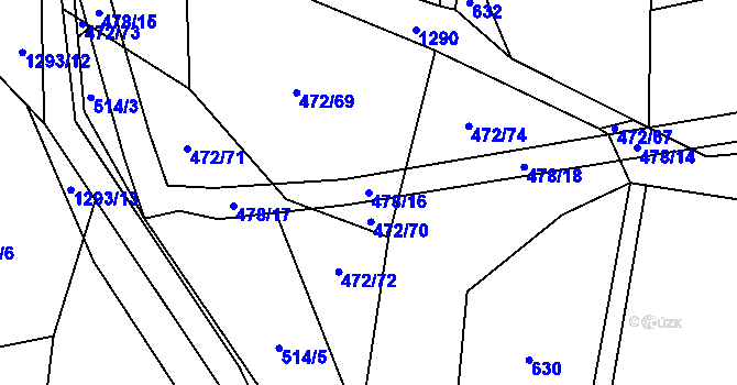 Parcela st. 478/16 v KÚ Jehnědí, Katastrální mapa