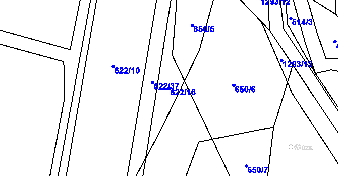 Parcela st. 622/16 v KÚ Jehnědí, Katastrální mapa