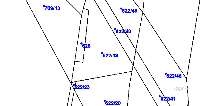 Parcela st. 622/19 v KÚ Jehnědí, Katastrální mapa