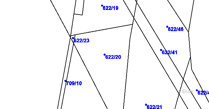 Parcela st. 622/20 v KÚ Jehnědí, Katastrální mapa