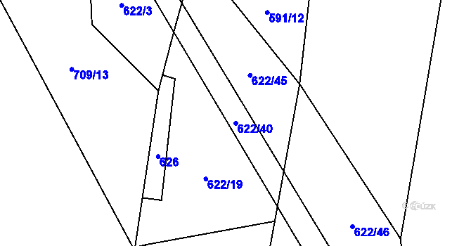 Parcela st. 622/40 v KÚ Jehnědí, Katastrální mapa