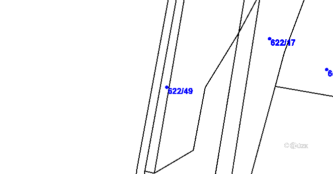 Parcela st. 622/49 v KÚ Jehnědí, Katastrální mapa