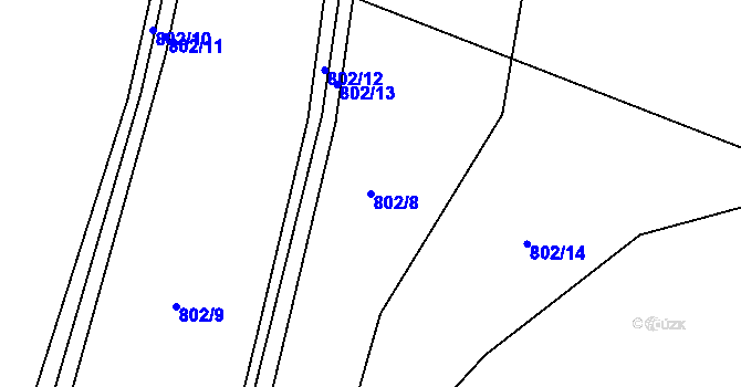 Parcela st. 802/8 v KÚ Jehnědí, Katastrální mapa