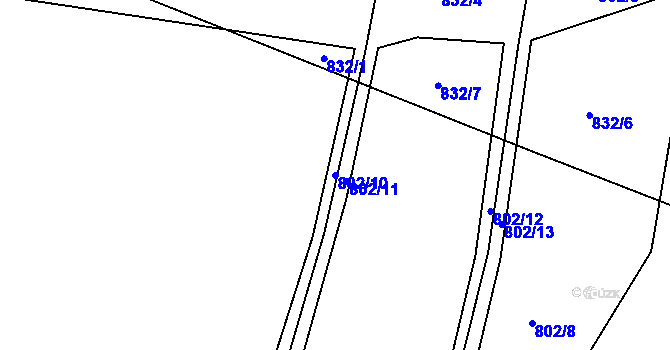 Parcela st. 802/10 v KÚ Jehnědí, Katastrální mapa