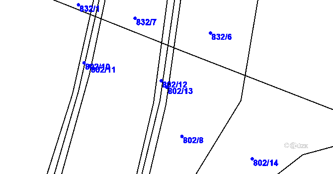 Parcela st. 802/13 v KÚ Jehnědí, Katastrální mapa