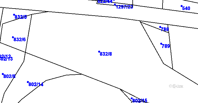 Parcela st. 832/8 v KÚ Jehnědí, Katastrální mapa