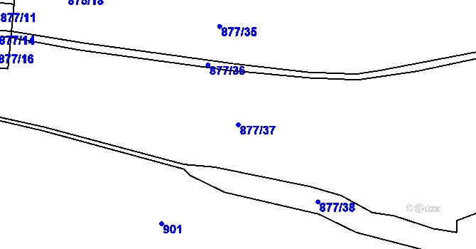 Parcela st. 877/37 v KÚ Jehnědí, Katastrální mapa