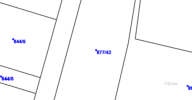 Parcela st. 877/42 v KÚ Jehnědí, Katastrální mapa