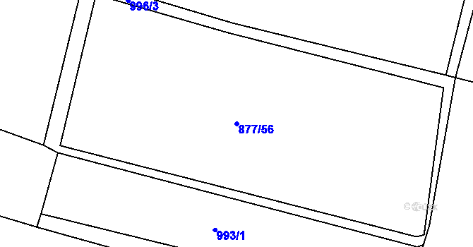Parcela st. 877/56 v KÚ Jehnědí, Katastrální mapa