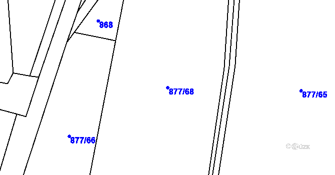 Parcela st. 877/68 v KÚ Jehnědí, Katastrální mapa