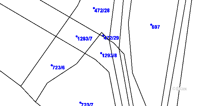 Parcela st. 1293/8 v KÚ Jehnědí, Katastrální mapa