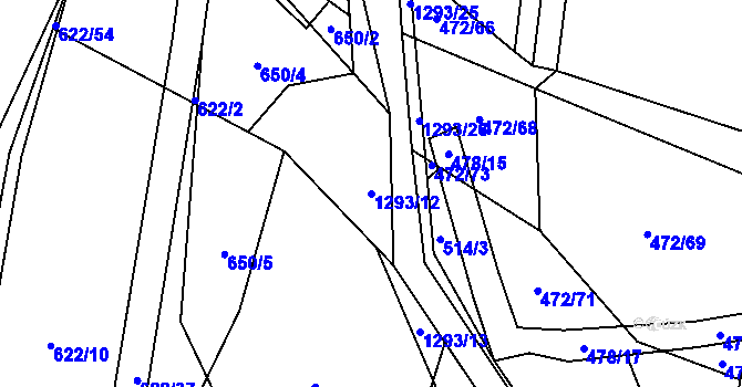 Parcela st. 1293/12 v KÚ Jehnědí, Katastrální mapa