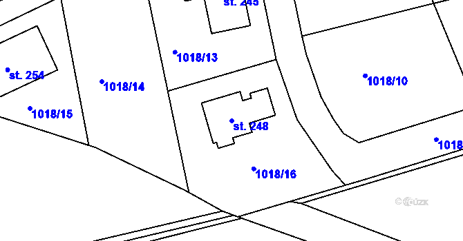 Parcela st. 248 v KÚ Jehnědí, Katastrální mapa