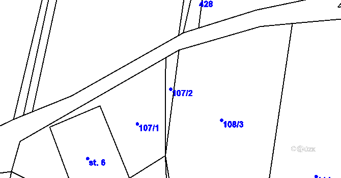 Parcela st. 107/2 v KÚ Jehnědí, Katastrální mapa