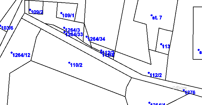 Parcela st. 112/4 v KÚ Jehnědí, Katastrální mapa