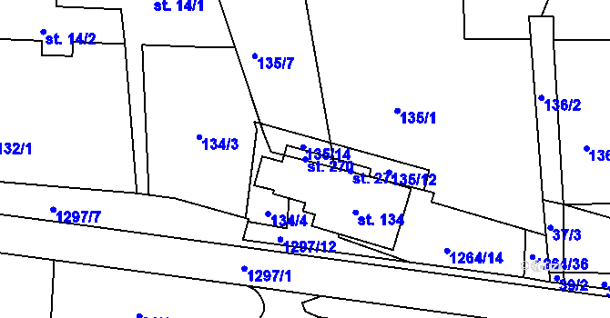 Parcela st. 270 v KÚ Jehnědí, Katastrální mapa