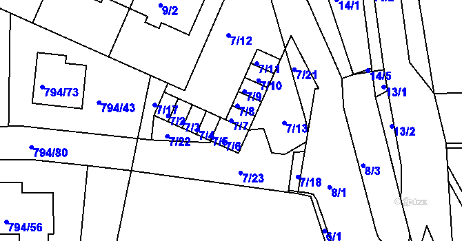 Parcela st. 7/7 v KÚ Jehnice, Katastrální mapa