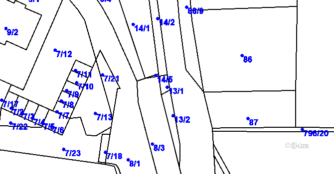 Parcela st. 13/1 v KÚ Jehnice, Katastrální mapa