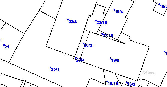 Parcela st. 20/2 v KÚ Jehnice, Katastrální mapa
