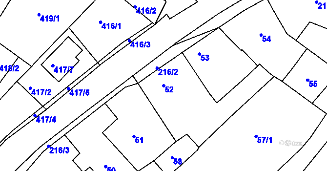 Parcela st. 52 v KÚ Jehnice, Katastrální mapa