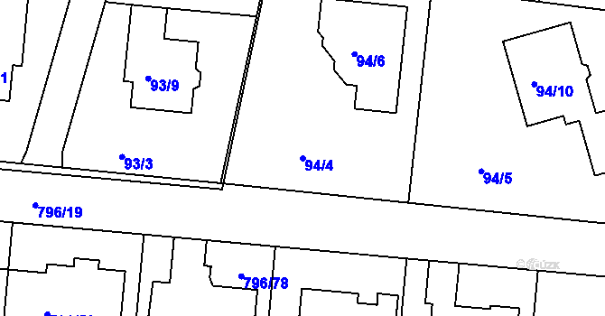 Parcela st. 94/4 v KÚ Jehnice, Katastrální mapa