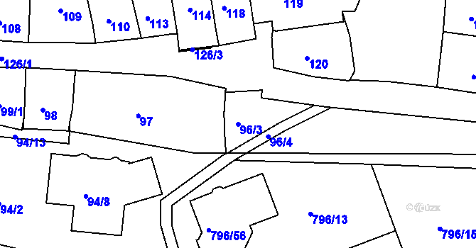Parcela st. 96/3 v KÚ Jehnice, Katastrální mapa