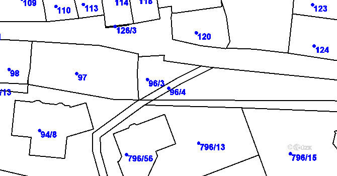 Parcela st. 96/4 v KÚ Jehnice, Katastrální mapa