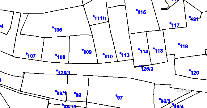 Parcela st. 110 v KÚ Jehnice, Katastrální mapa
