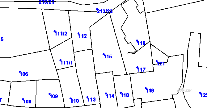 Parcela st. 115 v KÚ Jehnice, Katastrální mapa