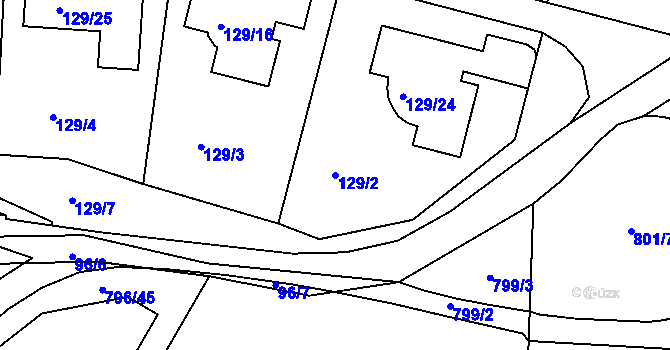 Parcela st. 129/2 v KÚ Jehnice, Katastrální mapa