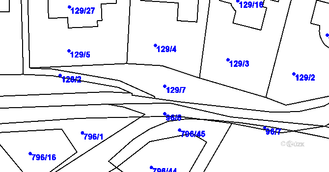 Parcela st. 129/7 v KÚ Jehnice, Katastrální mapa