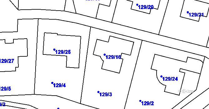 Parcela st. 129/16 v KÚ Jehnice, Katastrální mapa
