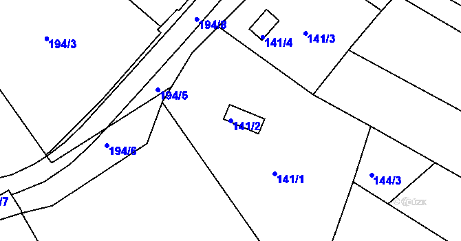 Parcela st. 141/2 v KÚ Jehnice, Katastrální mapa