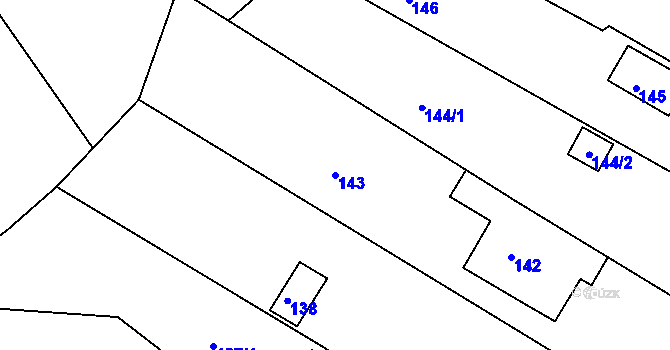 Parcela st. 143 v KÚ Jehnice, Katastrální mapa