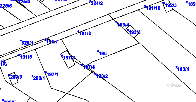 Parcela st. 196 v KÚ Jehnice, Katastrální mapa