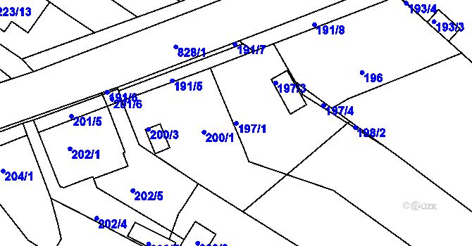 Parcela st. 197/1 v KÚ Jehnice, Katastrální mapa