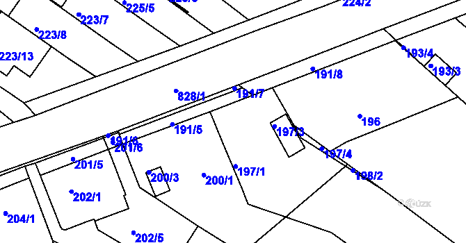 Parcela st. 197/2 v KÚ Jehnice, Katastrální mapa