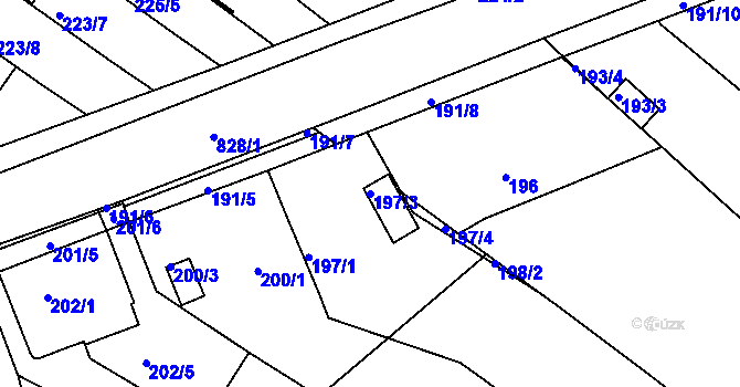Parcela st. 197/3 v KÚ Jehnice, Katastrální mapa
