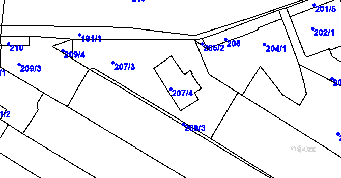 Parcela st. 207/4 v KÚ Jehnice, Katastrální mapa