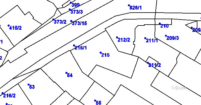 Parcela st. 215 v KÚ Jehnice, Katastrální mapa