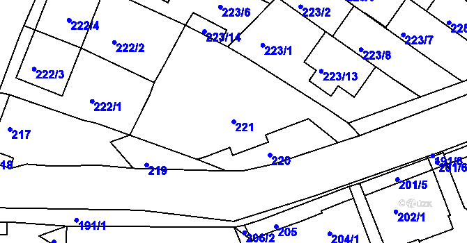 Parcela st. 221 v KÚ Jehnice, Katastrální mapa