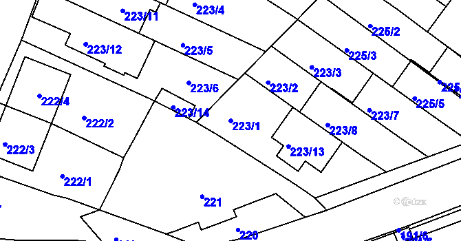Parcela st. 223/1 v KÚ Jehnice, Katastrální mapa