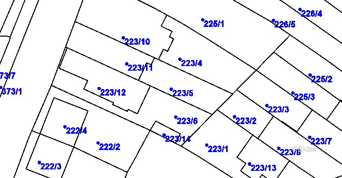 Parcela st. 223/5 v KÚ Jehnice, Katastrální mapa