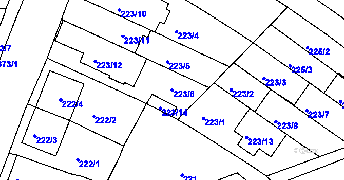 Parcela st. 223/6 v KÚ Jehnice, Katastrální mapa