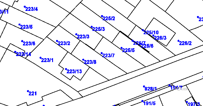 Parcela st. 223/7 v KÚ Jehnice, Katastrální mapa