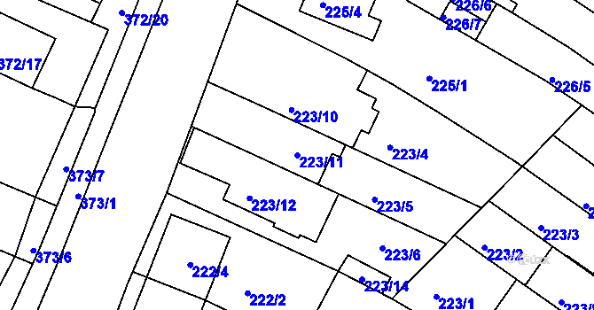 Parcela st. 223/11 v KÚ Jehnice, Katastrální mapa