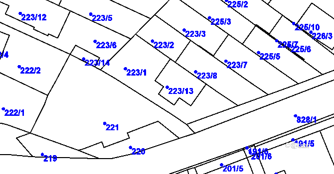 Parcela st. 223/13 v KÚ Jehnice, Katastrální mapa